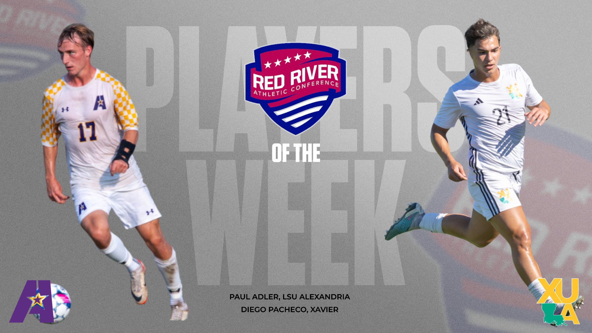 LSUA's Adler, Xavier's Pacheco recognized with RRAC men's soccer weekly awards