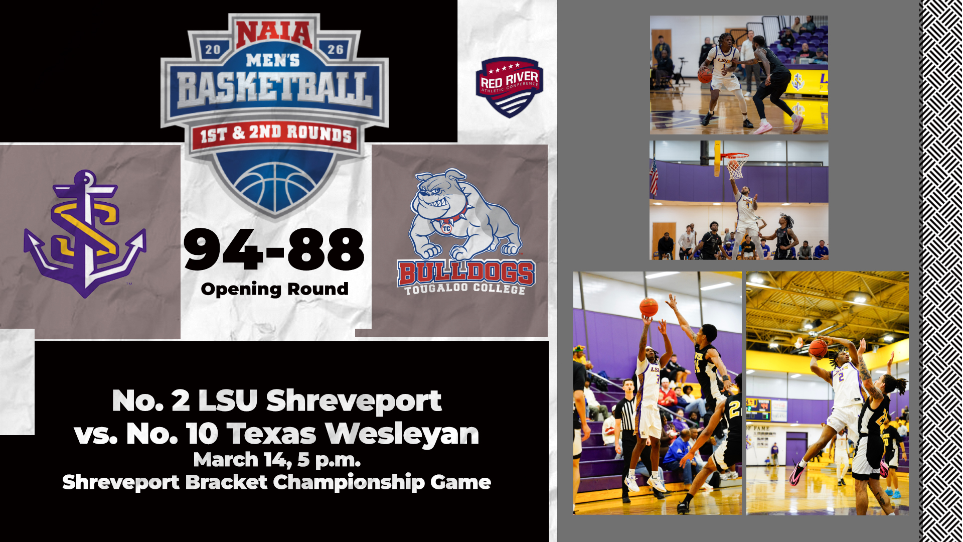 RRAC's LSU Shreveport moves to second round of NAIA Men's Basketball Tournament after win over Tougaloo