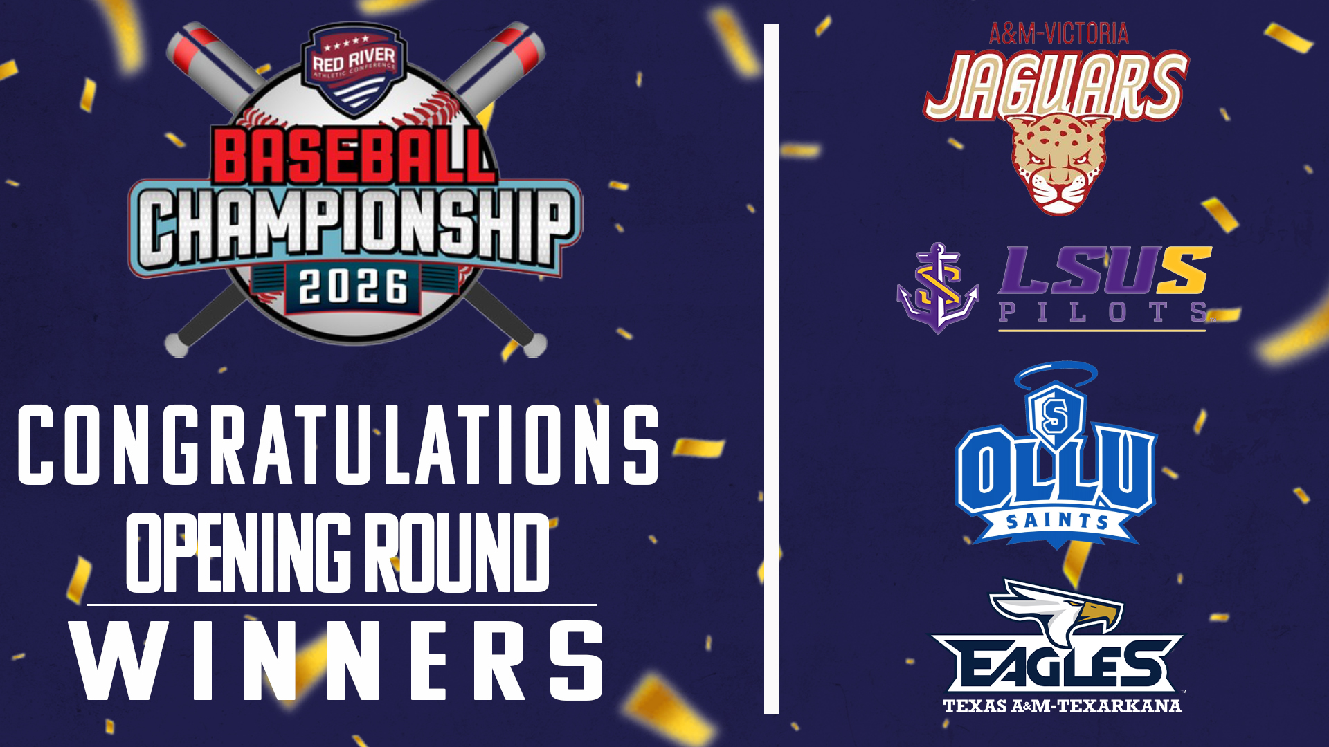 RRAC Baseball Championship Field Finalized: A&M-Victoria, LSUS, OLLU and TAMUT