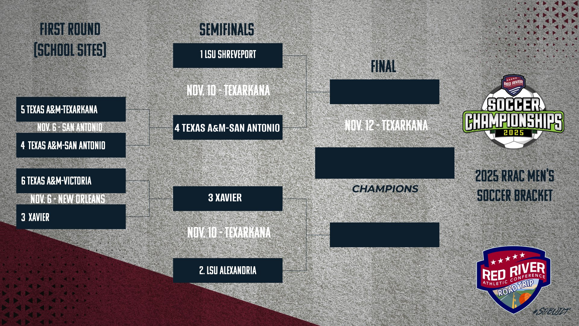 RRAC Men's Soccer Semifinals Feature LSU Shreveport vs. A&M-San Antonio and Xavier vs. A&M-Texarkana
