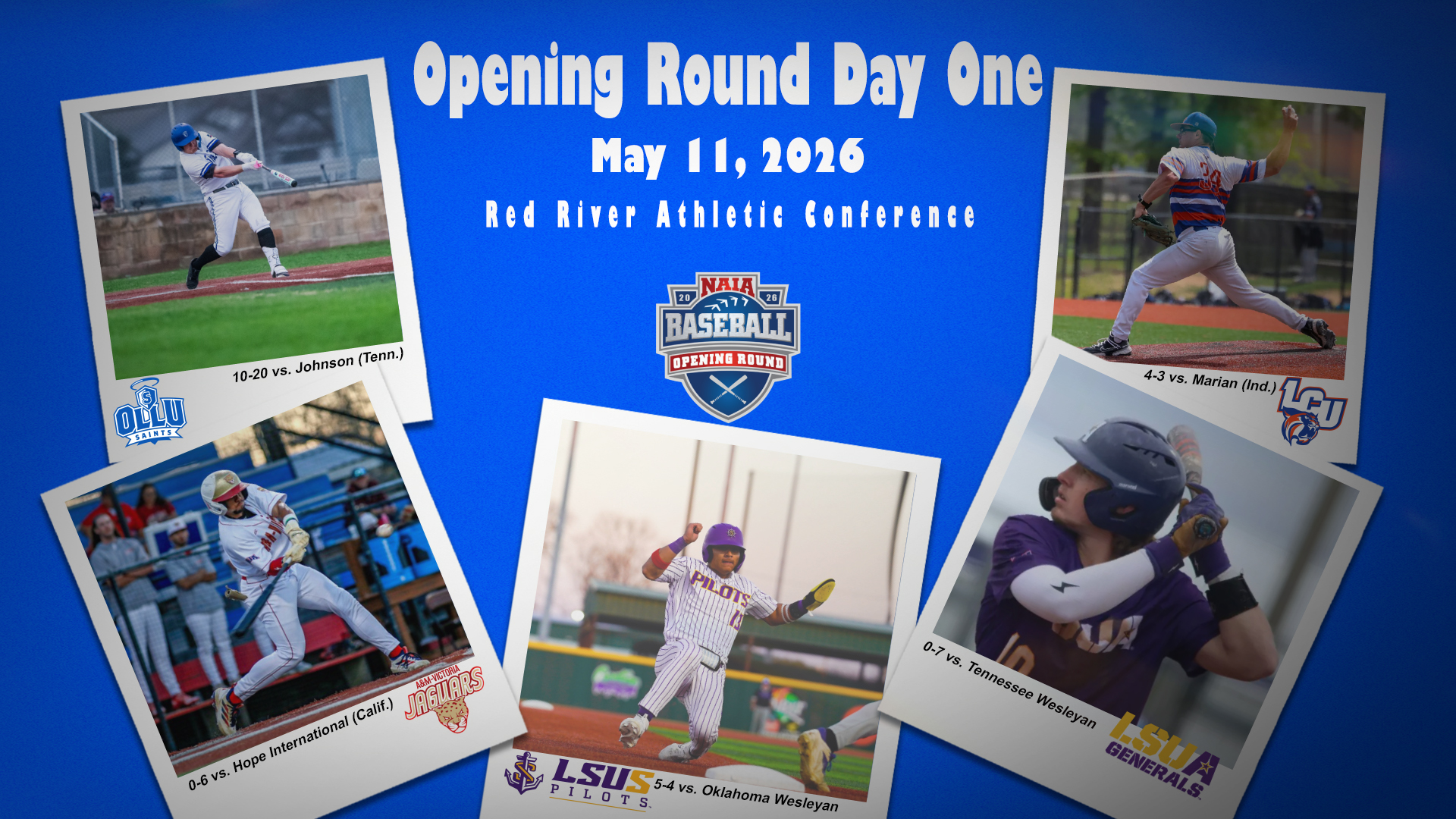 NAIA Baseball Opening Round enters second day featuring LCU (1-0), LSUS (1-0), LSUA (0-1), A&M-Victoria (0-1), OLLU (0-1)